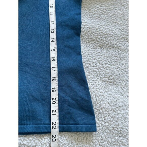 Cable & Gauge Wide Rib Cowl 3/4 Sleeve Knit Sweater Deep Teal Sz S - Picture 6 of 7